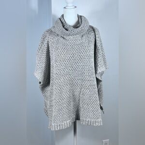 Crown & Ivy Light Gray Knit Poncho Sweater EXC